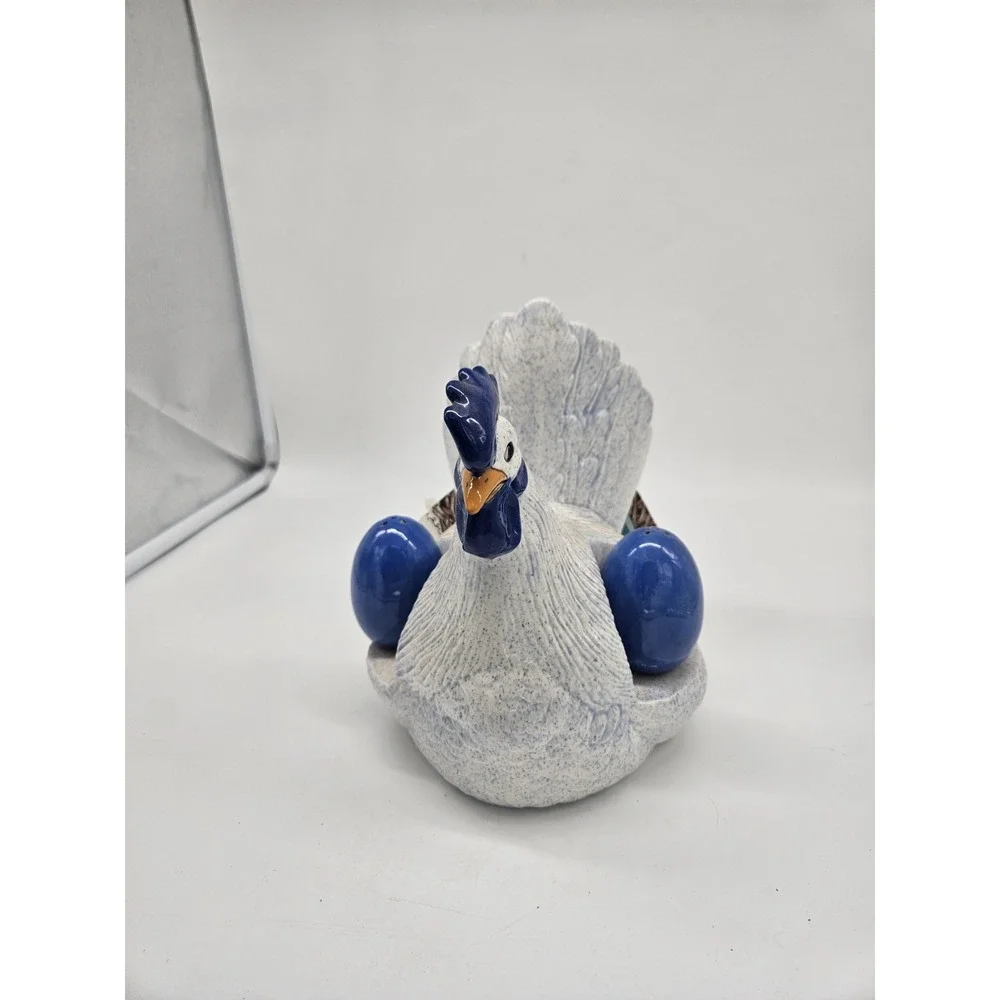 Dutch Blue Ceramic Hen Napkin Holder Blue Egg S&P Shakers